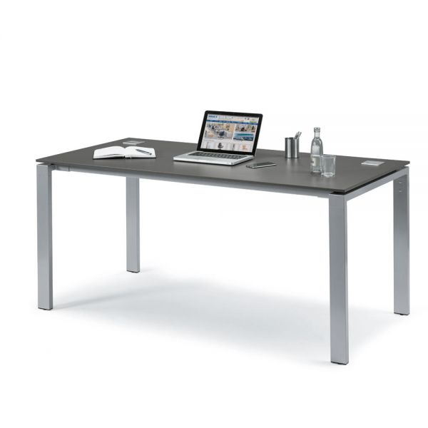 Schreibtisch 4-Fuß Basic EVO 200x80x73 cm, Anthrazit / Alusilber