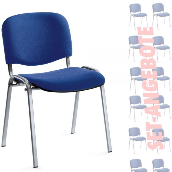 8er Set-Besucherstühle ISO Bezug Stoff Basic, blau