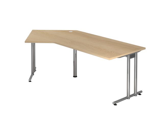 Winkeltisch NS21 C-Fuß 210x113cm 135° Eiche Gestellfarbe: Chrom