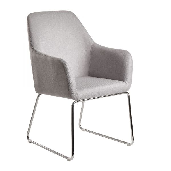Esszimmerstuhl Hellgrau Stoff / Metall Küchenstuhl mit silbernen Beinen | Design Schalenstuhl Polste