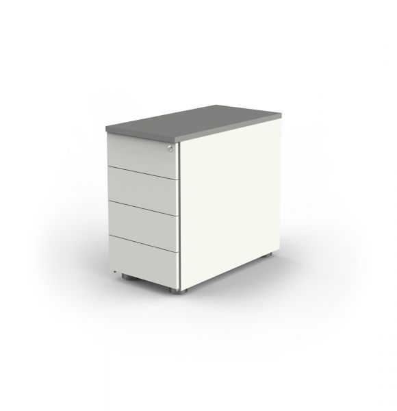 Anstellcontainer, 43x80x72-76 cm, abschließbar, Weiß / Graphit