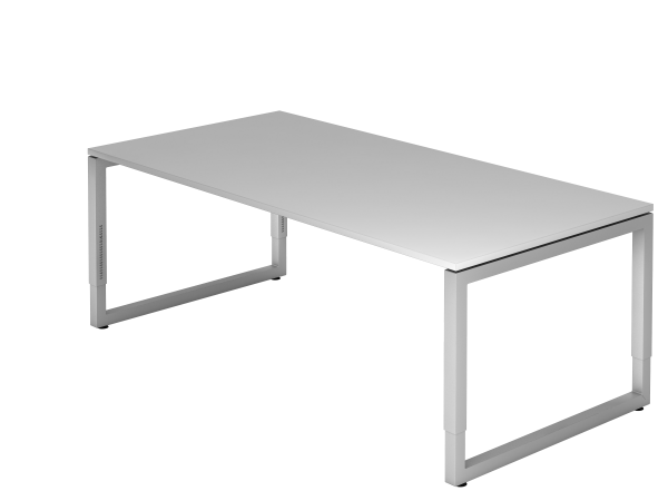 Schreibtisch RS2E O-Fuß eckig 200x100cm Grau Gestellfarbe: Silber