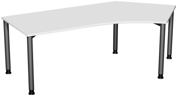 Schreibtisch 135° rechts, höhenverstellbar, 216x113cm, Lichtgrau / Anthrazit