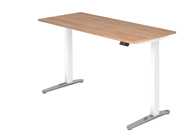 Sitz-Steh-Schreibtisch elektrisch 180x80cm Nussbaum Weiß