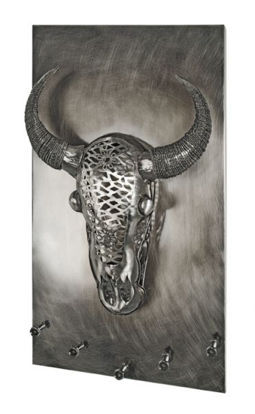 Wandgarderobe, schwarz Nickel, Metall, 35x11x62cm
