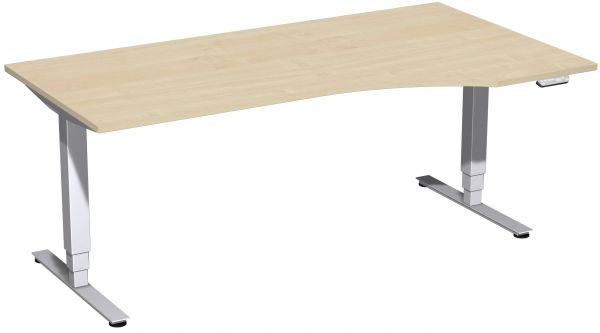 Elektro-Hubtisch rechts, höhenverstellbar, 180x100cm, Ahorn / Silber