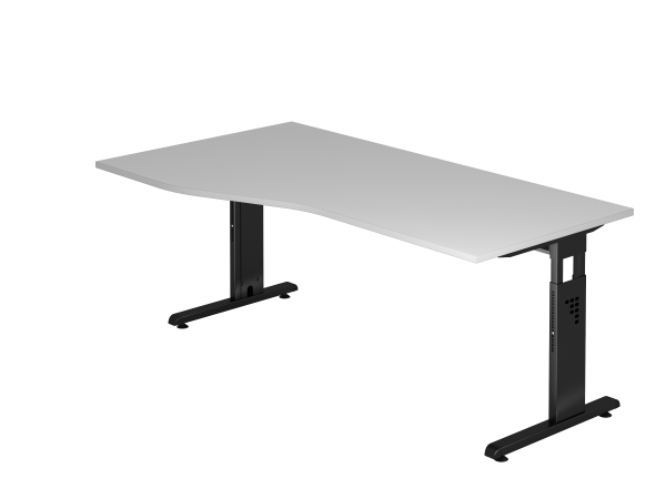 Schreibtisch OS18 C-Fuß 180x100 / 80cm Grau Gestellfarbe: Schwarz