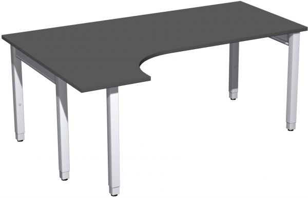 PC-Schreibtisch links höhenverstellbar, 180x120x68-86cm, Graphit / Silber