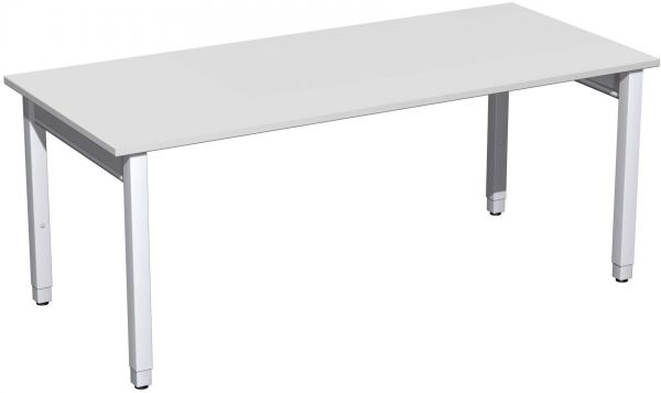 Schreibtisch höhenverstellbar, 180x80x68-86cm, Lichtgrau / Silber