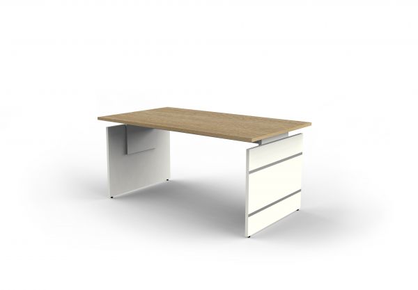 Höhenverstellbarer Wangenschreibtisch Form4, 160x80x68-76 cm, Eiche