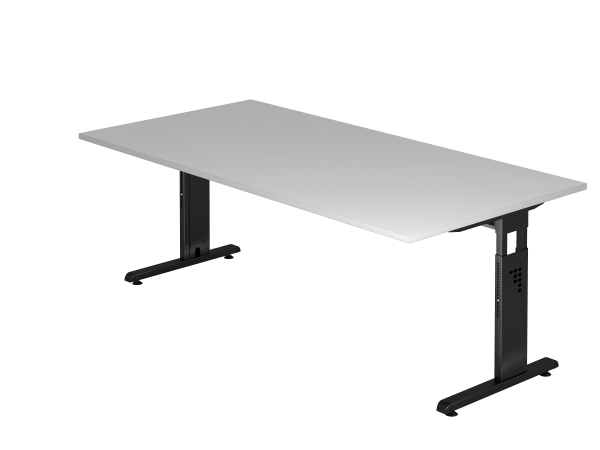 Schreibtisch OS2E C-Fuß 200x100cm Grau Gestellfarbe: Schwarz