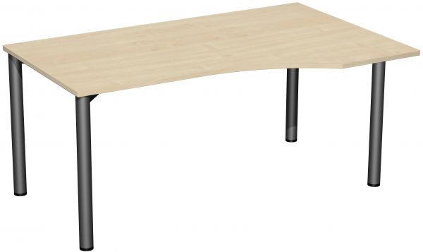 PC-Schreibtisch rechts, höhenverstellbar, 160x100cm, Ahorn / Anthrazit