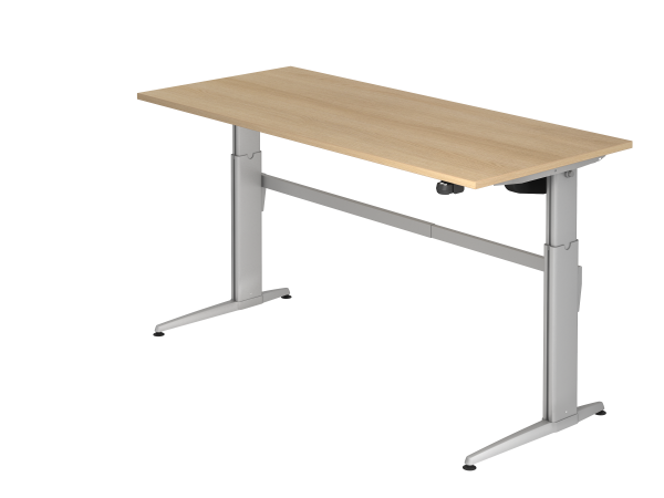 Sitz-Steh-Schreibtisch elektrisch XE19 180x80cm Eiche Gestellfarbe: Silber