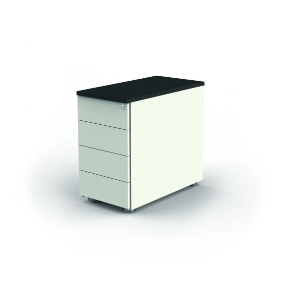 Anstellcontainer, 43x80x72-76 cm, abschließbar, Weiß / Anthrazit