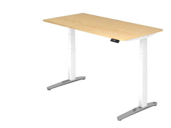 Sitz-Steh-Schreibtisch elektrisch 160x80cm Ahorn Weiß