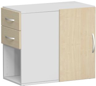 Anstell-Schrank mit Schubkästen, 42x82x72cm, Ahorn Lichtgrau