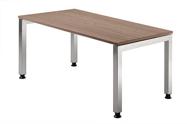 Schreibtisch JS16 U-Fuß / 4-Fuß eckig 160x80cm Nussbaum Gestellfarbe: Silber