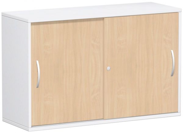 Schiebetürenschrank Oberboden 25 mm, 120x42x80cm, Buche Weiß