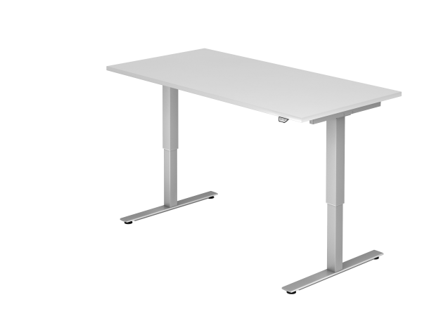 Sitz-Steh-Schreibtisch elektrisch XMST16 160x80cm Weiß Gestelfarbe: Silber