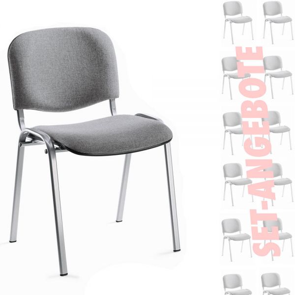 8er Set-Besucherstühle ISO Bezug Stoff Basic, grau