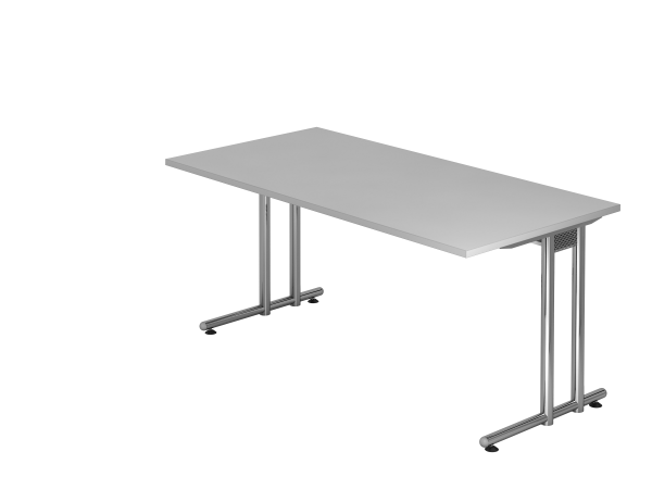 Schreibtisch NS16 C-Fuß 160x80cm Grau Gestellfarbe: Chrom