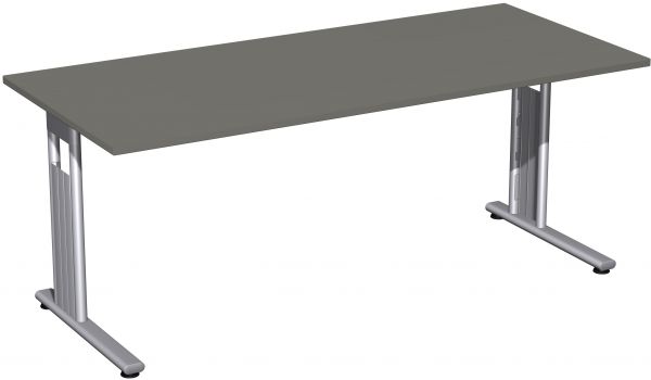 Schreibtisch, 180x80cm, Graphit / Silber