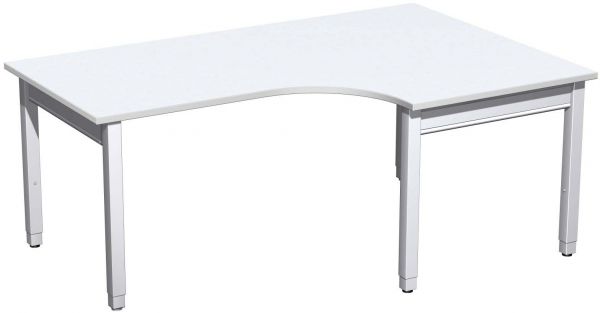 PC-Schreibtisch rechts höhenverstellbar, 180x120x68-86cm, Weiß / Silber