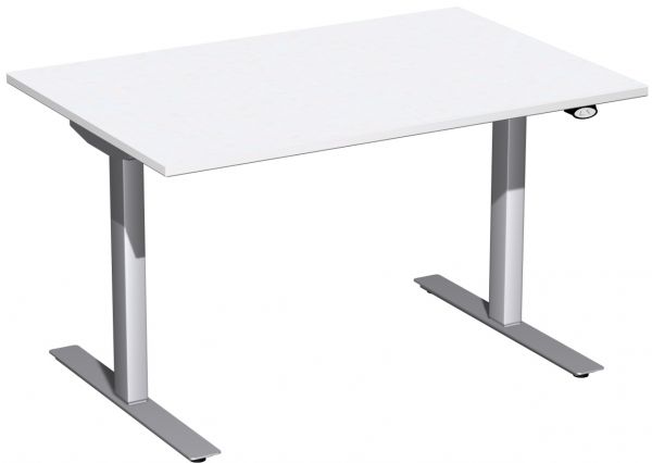 Elektro-Hubtisch, höhenverstellbar, 120x80cm, Weiß / Silber