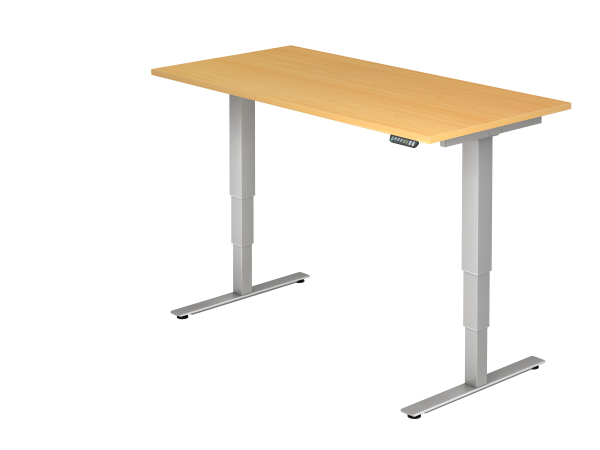 Sitz-Steh-Schreibtisch elektrisch XDSM16 160x80cm Buche Gestellfarbe: Silber