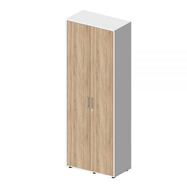 Flügeltürenschrank EVO 80x218,6x42 cm, Weiß / Wildeiche