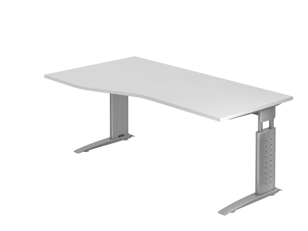 Schreibtisch US18 C-Fuß 180x100 / 80cm Weiß Gestellfarbe: Silber