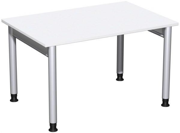 Schreibtisch, höhenverstellbar, 120x80cm, Weiß / Silber