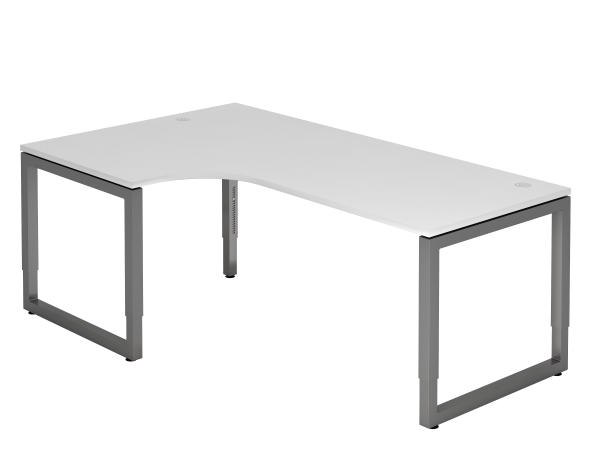 Winkeltisch O-Fuß eckig 200x120cm Weiß / Graphit