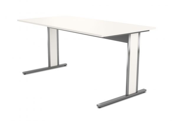 Schreibtisch Aveto, 160x80x75 cm, C-Fuß Gestell, Weiß