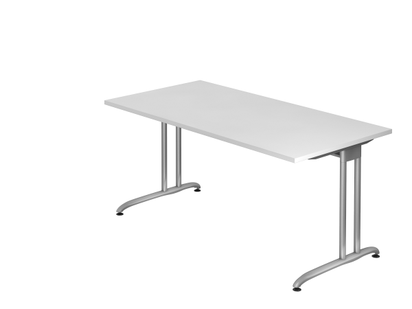 Schreibtisch C-Gestell 160x80cm Weiß / Silber