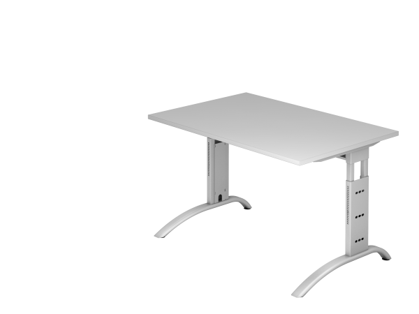 Schreibtisch FS12 C-Fuß 120x80cm Grau Gestellfarbe: Silber