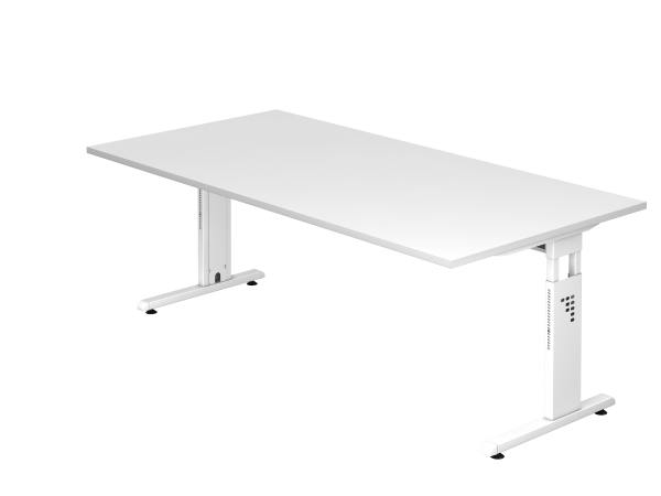 Schreibtisch OS2E C-Fuß 200x100cm Weiß Gestellfarbe: Weiß