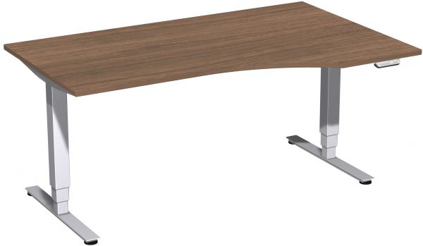 Elektro-Hubtisch rechts, höhenverstellbar, 160x100cm, Nussbaum / Silber