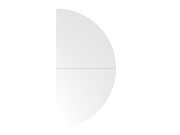 Anbautisch 2x Viertelkreis / Weiß / Stützfuß Schwarz