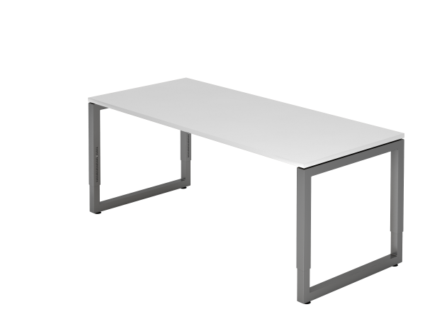 Schreibtisch O-Fuß eckig 180x80cm Weiß / Graphit