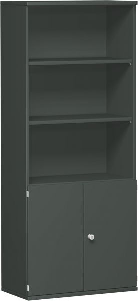 Modulschrank 1. + 2. OH Holztüren, 3. - 5. OH Regal, 80x42x192cm, Graphit