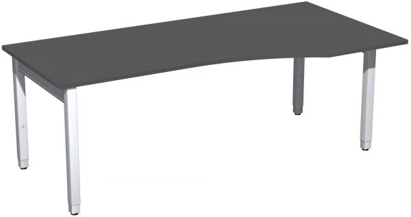 PC-Schreibtisch rechts höhenverstellbar, 200x100x68-86cm, Graphit / Silber
