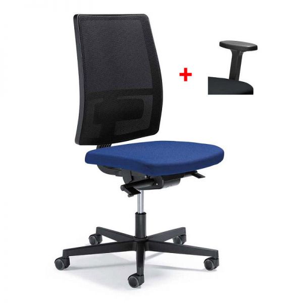 Bürodrehstuhl ecoSIT ohne Armlehnen Bezug Stoff DESKIN 1 Plus, Blau