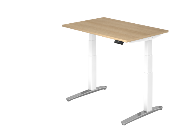 Sitz-Steh-Schreibtisch elektrisch 120x80cm Eiche Weiß