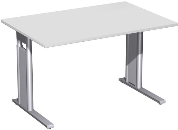 Schreibtisch, höhenverstellbar, 120x80cm, Lichtgrau / Silber