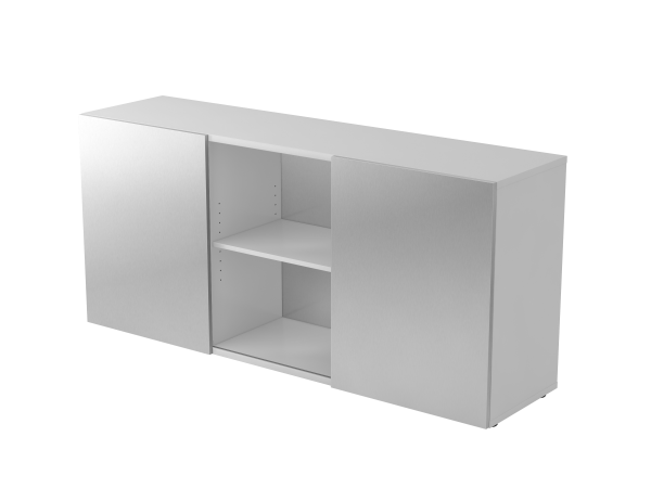 Sideboard 2 Ordnerhöhen, mit Schiebetüren, Grau / Silber