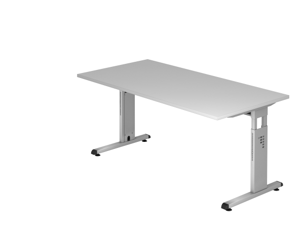 Schreibtisch OS16 C-Fuß 160x80cm Grau Gestellfarbe: Silber