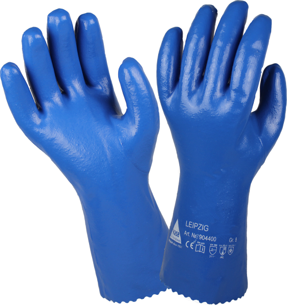 10 Paar - LEIPZIG, Nitril-Chemikalienschutz-Handschuh, blau, 300mm