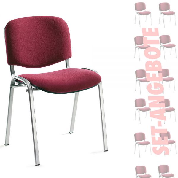 8er Set-Besucherstühle ISO Bezug Stoff Basic, bordeaux