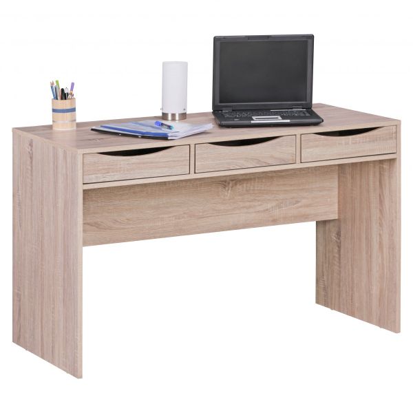 Schreibtisch mit 3 Schubladen & Stauraum, Sonoma / Eiche, 120 cm